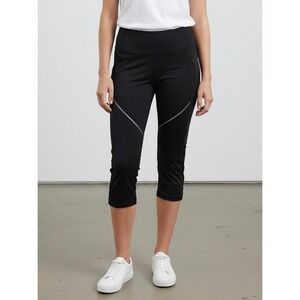 Champion Duo Dry Black Capri Leggings Reflective Trim Mesh Panels Women Small